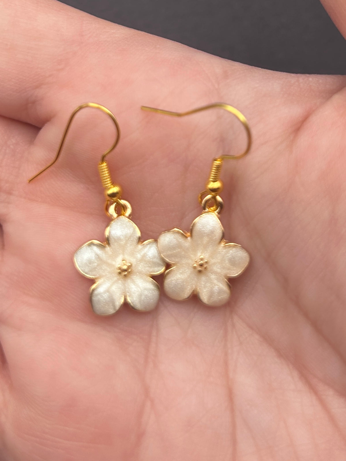 White Flower Earrings