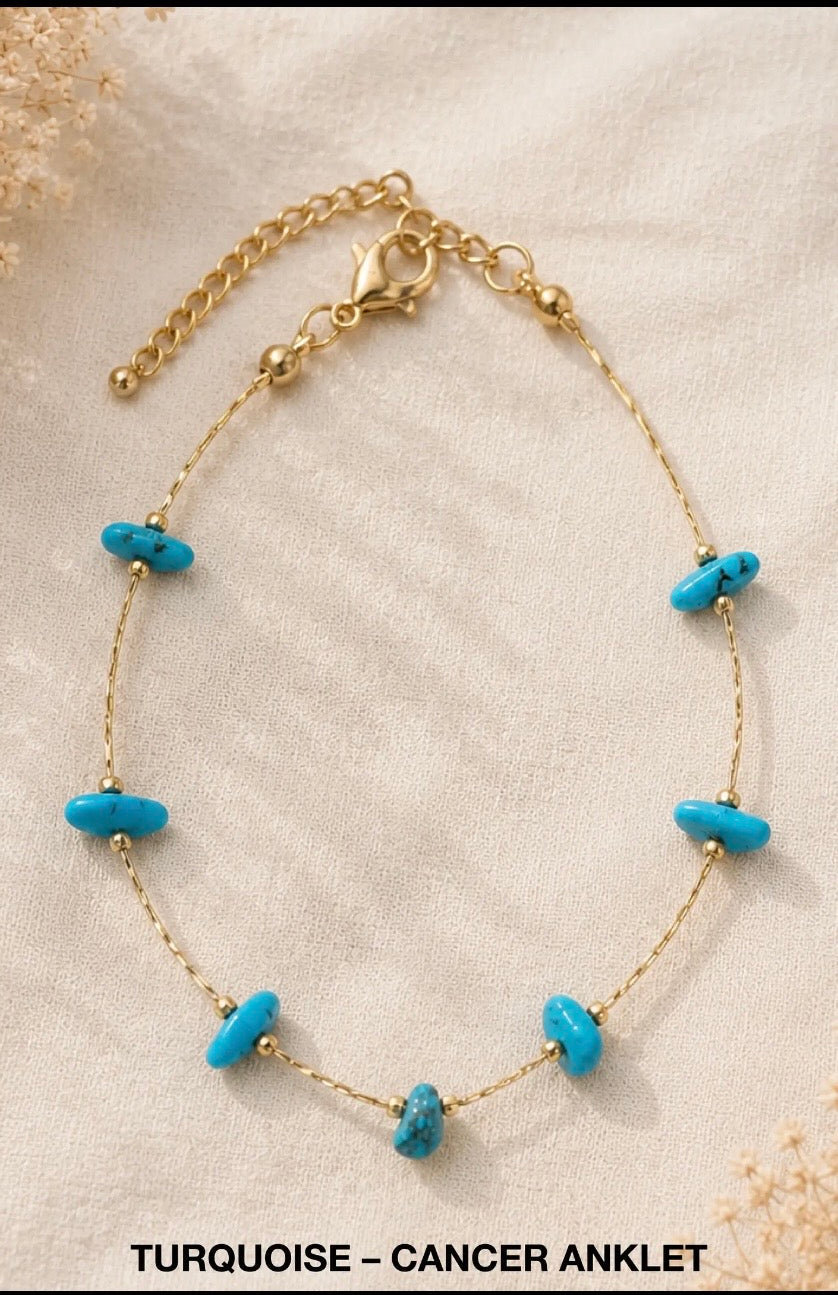 Turquoise Zodiac Anklet - Cancer