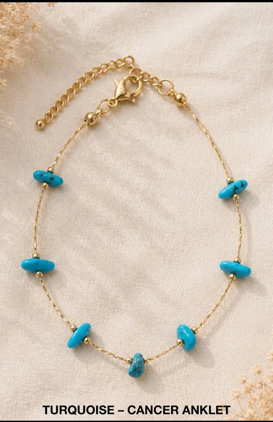 Turquoise Zodiac Anklet - Cancer