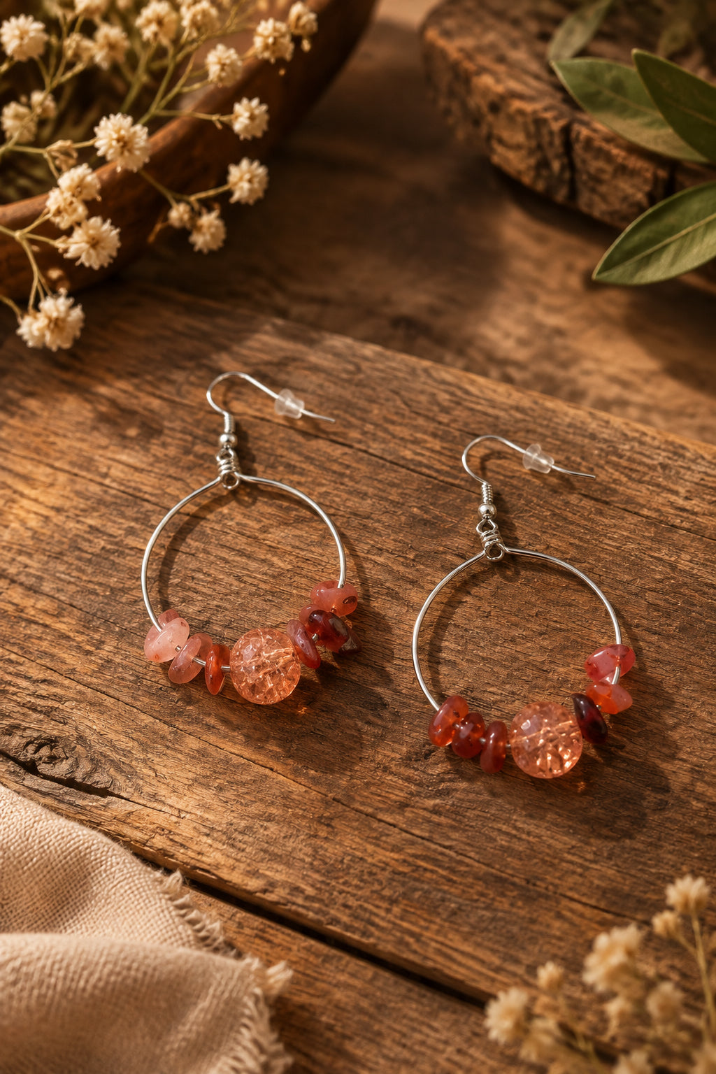 Handmade Beaded Hoop Earrings