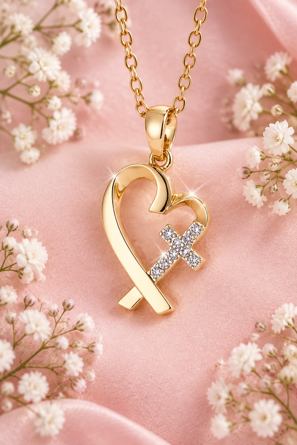 Heart Cross Pendant Necklace